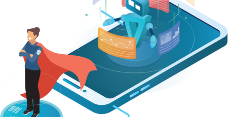 A first responder and the ResilientFirst app coming out of a phone